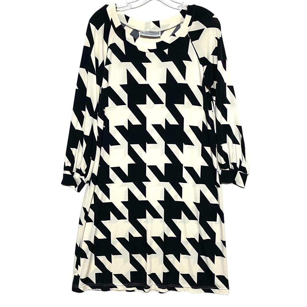 Jessica Howard Houndstooth Dress Geometric Modest Womens 10 No Size Tag
